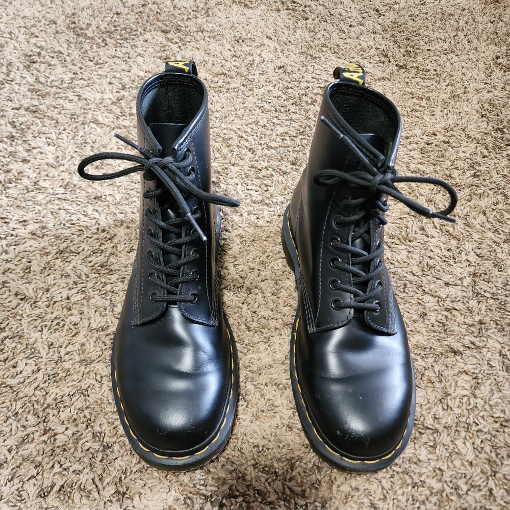 Dr Marten 1460 Black Smooth Leather Lace Up Boots Women's Size 9 - Picture 3 of 14